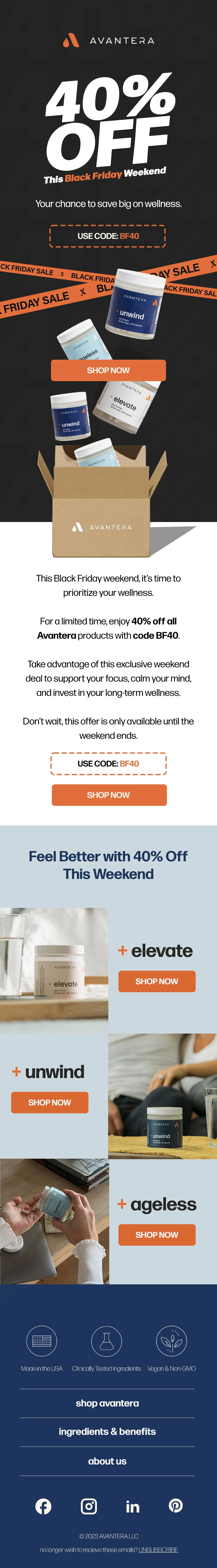Avantera email design